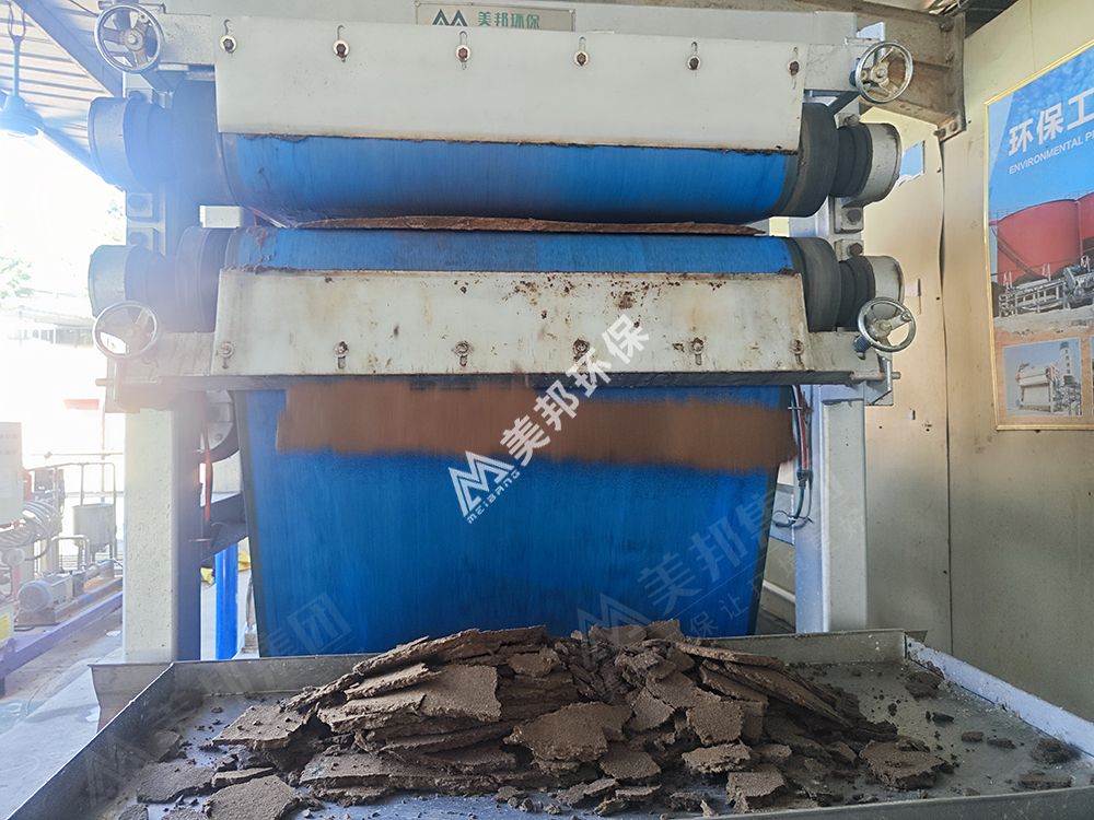 美邦强力对辊带式压榨机处理后的纸浆